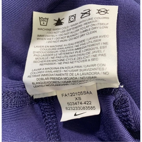 Nike Dri-Fit Relay Crop Leggings Dark Purple Foldover Waistband style 50… - Picture 7 of 10